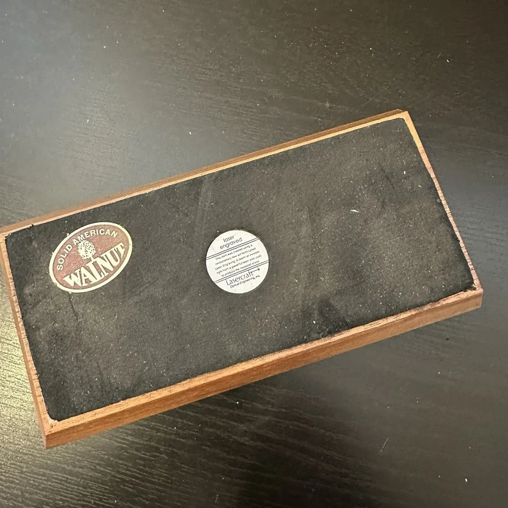 Toyo Tires Vtg LASERCRAFT Laser Engraved Desk Pen Holder Solid American Walnut